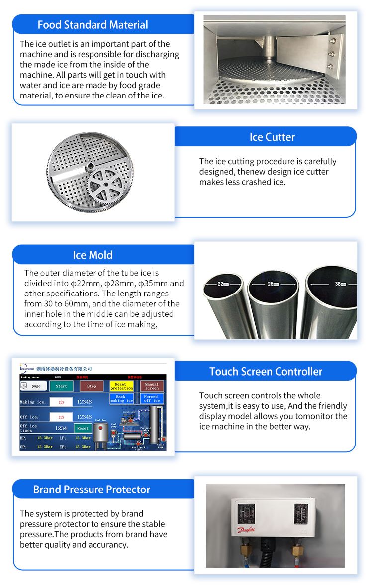 tube ice machine parts Corte de gelo e sistema de controle PLC inteligente