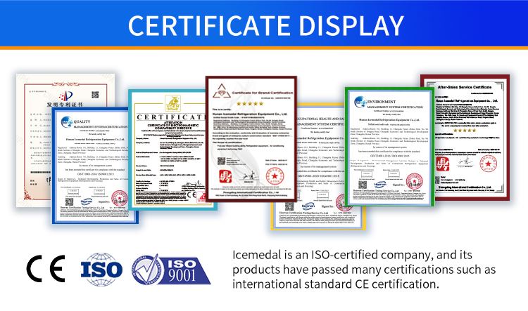 icemadal-ice-machine-factory-certificates Exibição de certificados de fábrica de máquinas de gelo industriais Icemadal, ISO9001, CE, patente de invenção, certificações de sistema de gestão de qualidade e ambiental