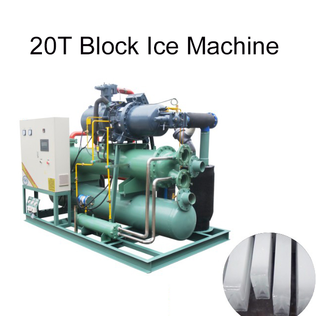 Máquina de tijolos de gelo de 20 t por dia, capaz de produzir grandes cubos de gelo para resfriamento e preservação rápidos