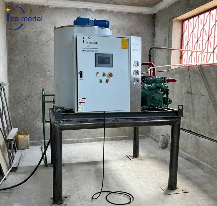 M&aacute;quina de flocos de gelo com resfriamento de ar de 5 toneladas na pesca na Tanz&acirc;nia