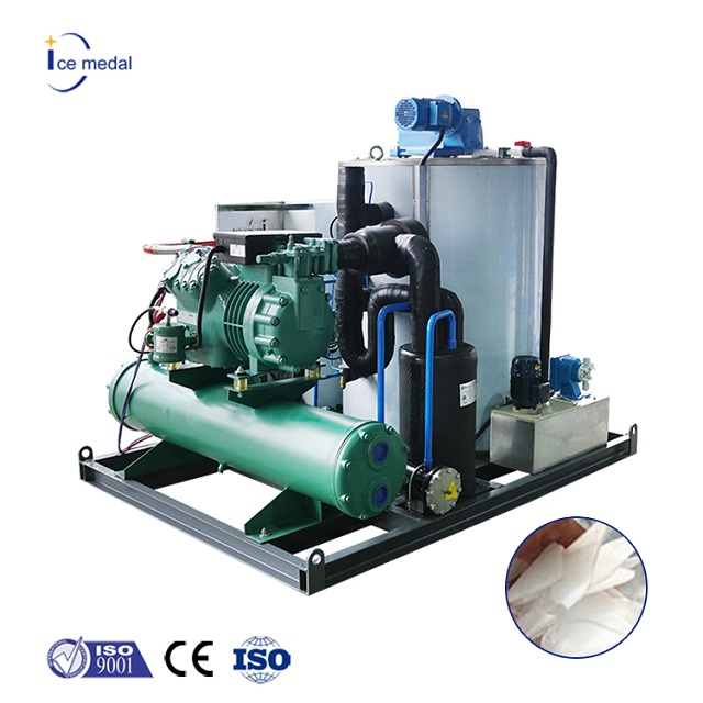 Máquina industrial de 5 toneladas do floco de gelo de Icemedal com refrigerar de água/resfriamento de ar