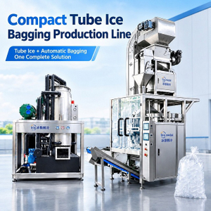 Linha de produção de gelo em tubo de 5 toneladas com sistema automático de embalagem de gelo