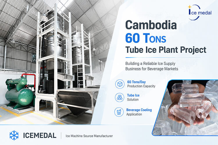 Projeto de fábrica de gelo tubular de 60 toneladas no Camboja: um estudo de caso de sucesso para fornecimento no atacado de bebidas