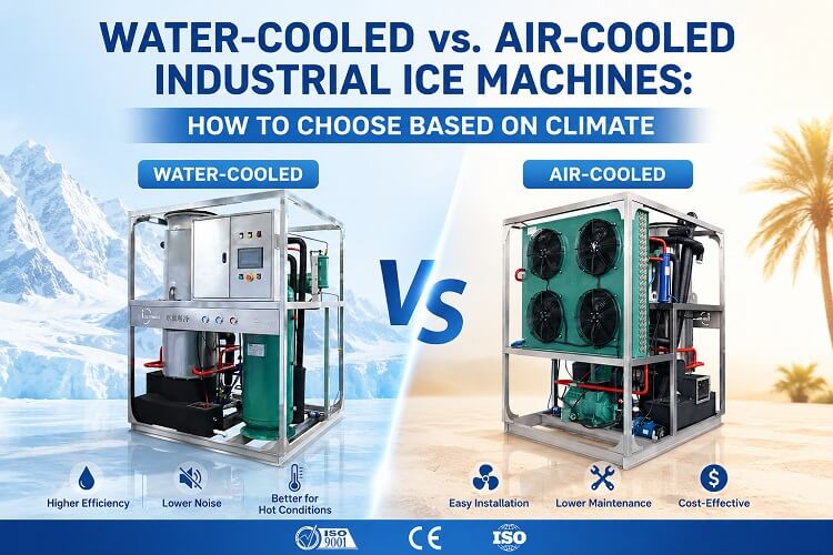 Resfriado a água vs. Máquinas de gelo industriais resfriadas a ar: como escolher com base no clima